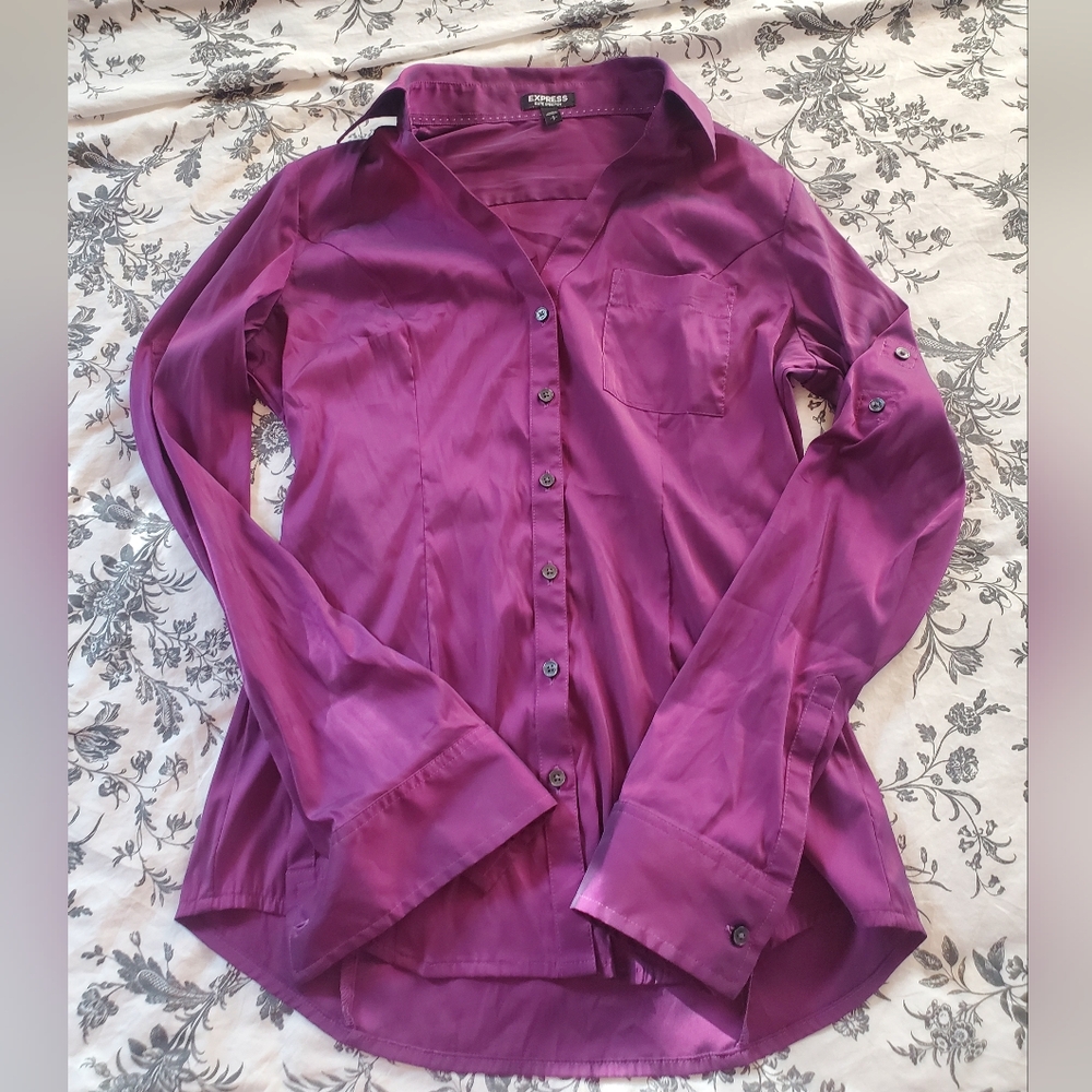 Express long short sleeves button down shirt blouse